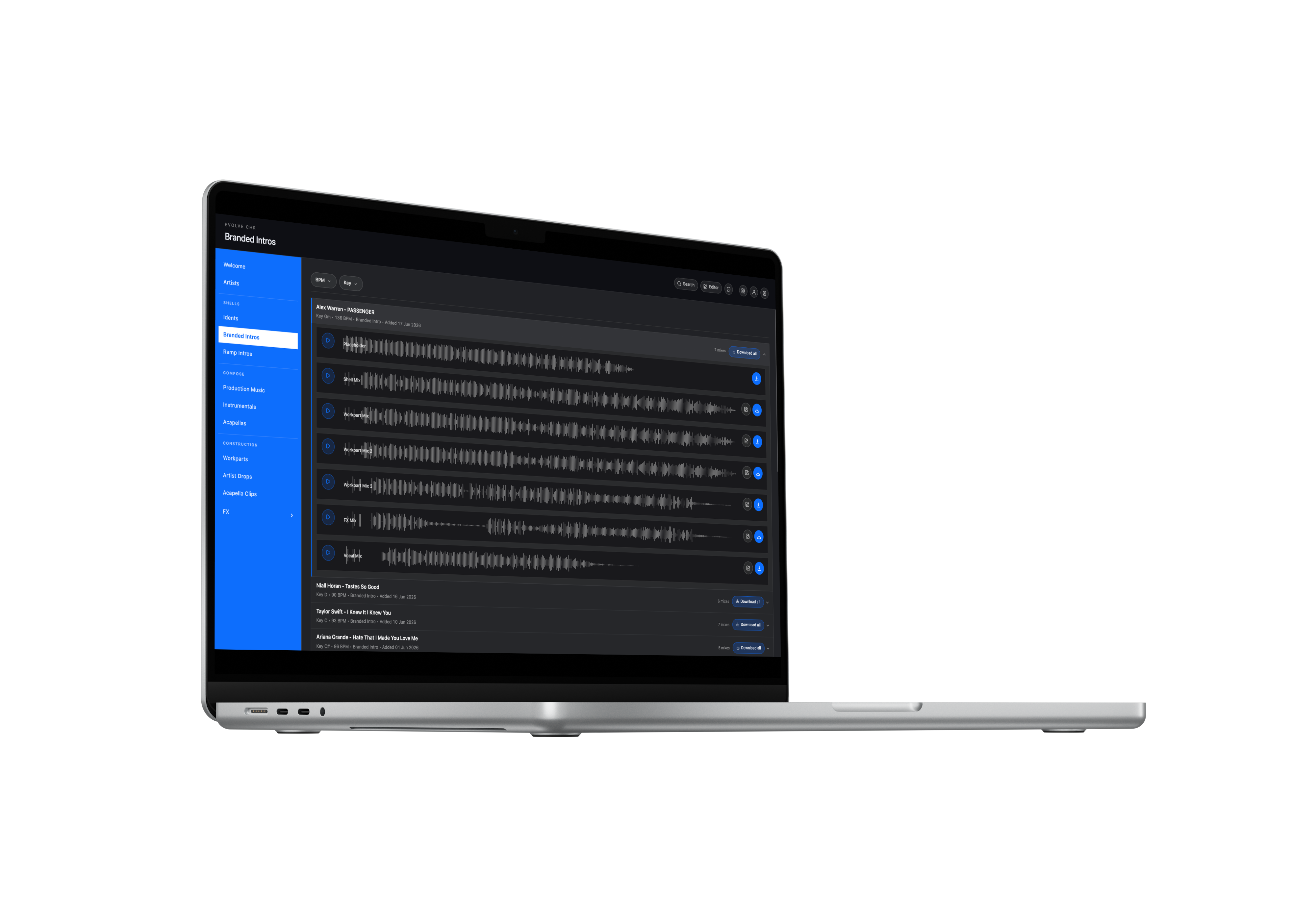 The Evolve library workflow on a Mac